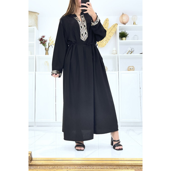 Robe noire à manches longues et sequin aux manches et au col - 2