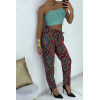 Pantalon fluide noir/rouge à motif floral B-55 - 5