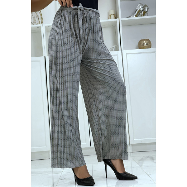 Pantalon imprimé fluide gris - 4