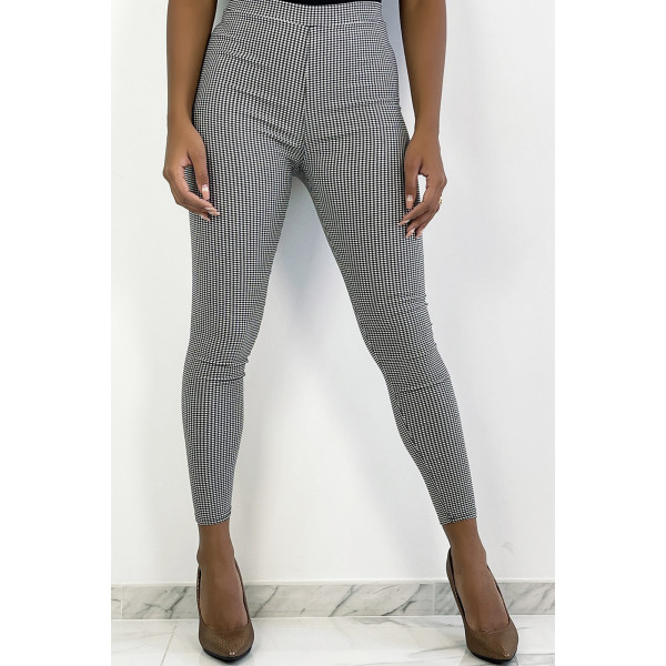 legging tendance noir et gris avec motif vichy et un effet taille de guêpe - 3