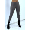 Legging anthracite en similicuir moulant - 1