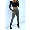 Legging anthracite en similicuir moulant - 2