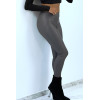 Legging anthracite en similicuir moulant - 4