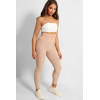 Legging push-up taille haute beige anti-cellulite effet minceur avec noeud au dos - 1