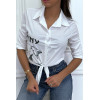 Chemise blanche manches longues avec dessin et inscripstion - 5