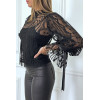 Blouse noire en tulle et dentelle à volants - 4