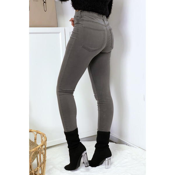 Jeans slim gris avec poches arrière - 5