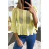 Blouse jaune à dentelle sur le devant et volants. - 1