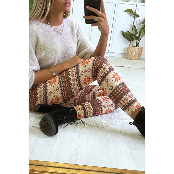 Legging à motif beige et cognac - 2