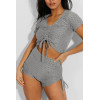 Ensemble push up yoga short et crop top gris - 1