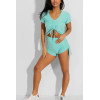 Ensemble push up yoga short et crop top turquoise - 1