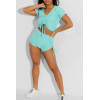 Ensemble push up yoga short et crop top turquoise - 3