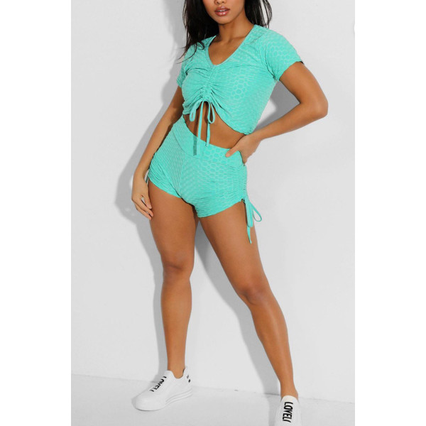 Ensemble push up yoga short et crop top vert - 1