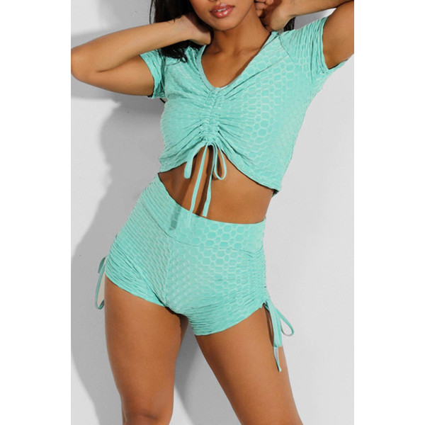 Ensemble push up yoga short et crop top vert - 3