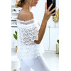 Blouse blanche en dentelle avec col bateau - 5