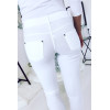 Pantalon slim Blanc, basic avec poche avant et arrière - 5