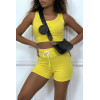 Ensemble débardeur crop et short en jaune - 2