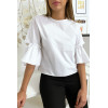 Blouse blanche manches volantes avec joli petit noeud - 4