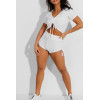 Ensemble push up yoga short et crop top blanc - 1