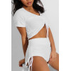 Ensemble push up yoga short et crop top blanc - 3