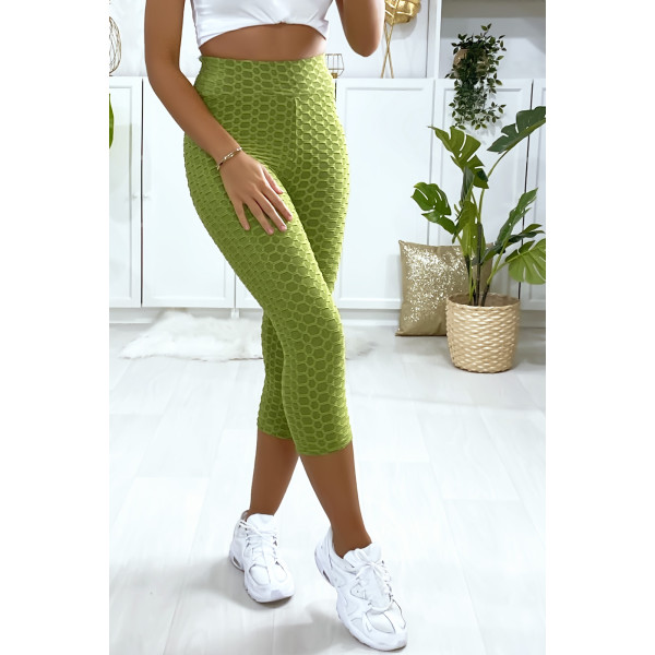 Legging corsaire Push Up vert très fashion - 1