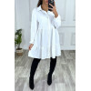 Robe chemise blanche à volant et boutons - 1