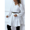 Robe chemise blanche à volant et boutons - 3