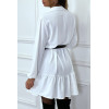 Robe chemise blanche à volant et boutons - 5