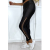 Legging noir brillant très extensible avec accessoire sur les cotés - 5