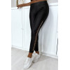 Legging noir brillant très extensible avec accessoire sur les cotés - 6