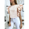 Blouse rose très chic avec volant aux manches - 2