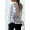 Blouse blanche en tulle avec broderie et volant - 1