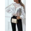 Blouse blanche en tulle avec broderie et volant - 2