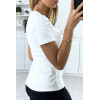 T-shirt blanc avec strass au buste - 5