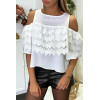 Blouse blanche à épaules dénudées et doublure crochet - 1