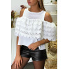 Blouse blanche à épaules dénudées et doublure crochet - 2