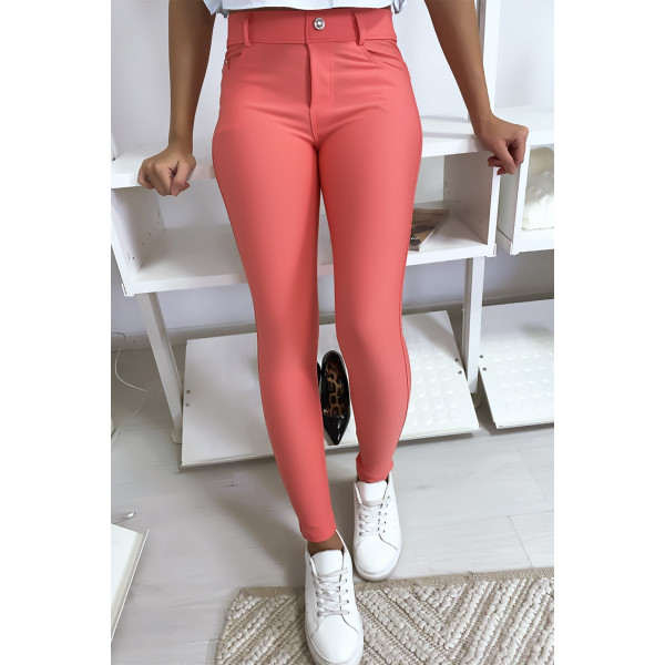 Pantalon slim rose avec poche et boutons strass. Mode femme 9934 - 3