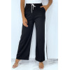 Pantalon palazzo noir avec bande blanche - 1