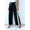 Pantalon palazzo noir avec bande blanche - 5