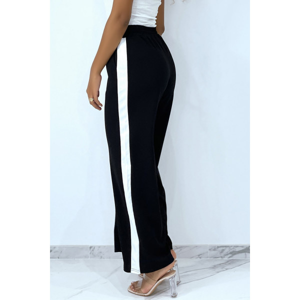 Pantalon palazzo noir avec bande blanche - 6