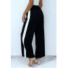 Pantalon palazzo noir avec bande blanche - 7