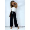 Pantalon palazzo noir avec bande blanche - 14