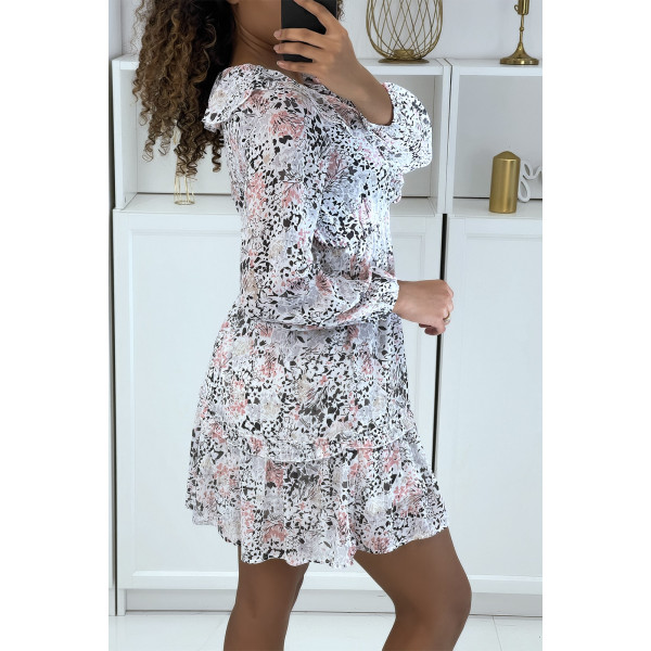 Robe patineuse fluide à fleurs rose - 5