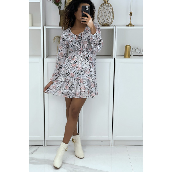 Robe patineuse fluide à fleurs rose - 7