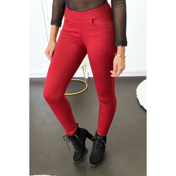 Pantalon slim bordeaux avec 5 poches - 3