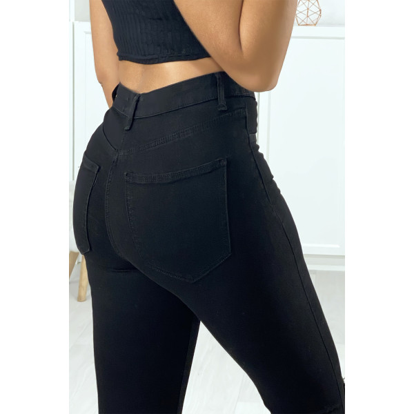 Jeans slim en noir déchiré aux genoux avec poches à l'arrière - 6