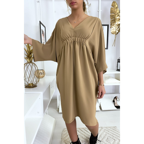 Robe classe camel à manches courtes - 4