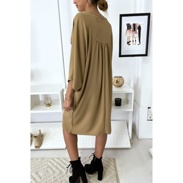 Robe classe camel à manches courtes - 5