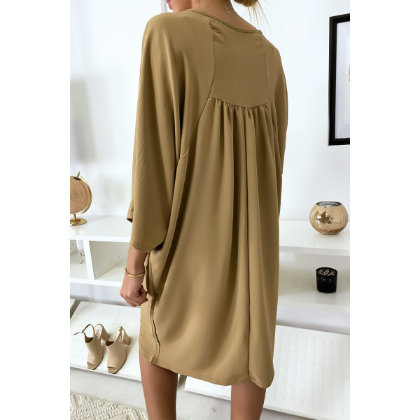 Robe classe camel à manches courtes - 6