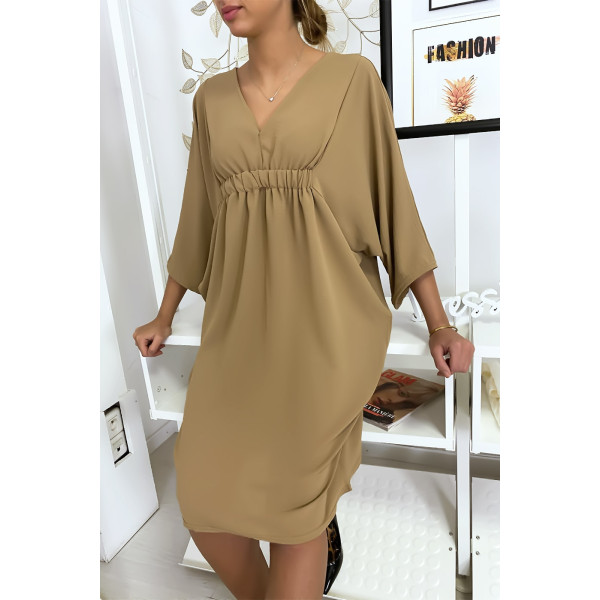 Robe classe camel à manches courtes - 7